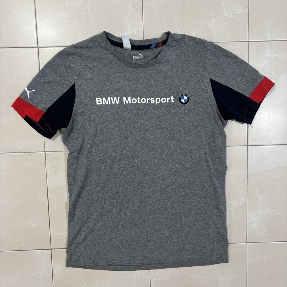 Puma BMW Motorsport T Shirt Men's Medium Racing F1 Formula One Tee Grey Logo